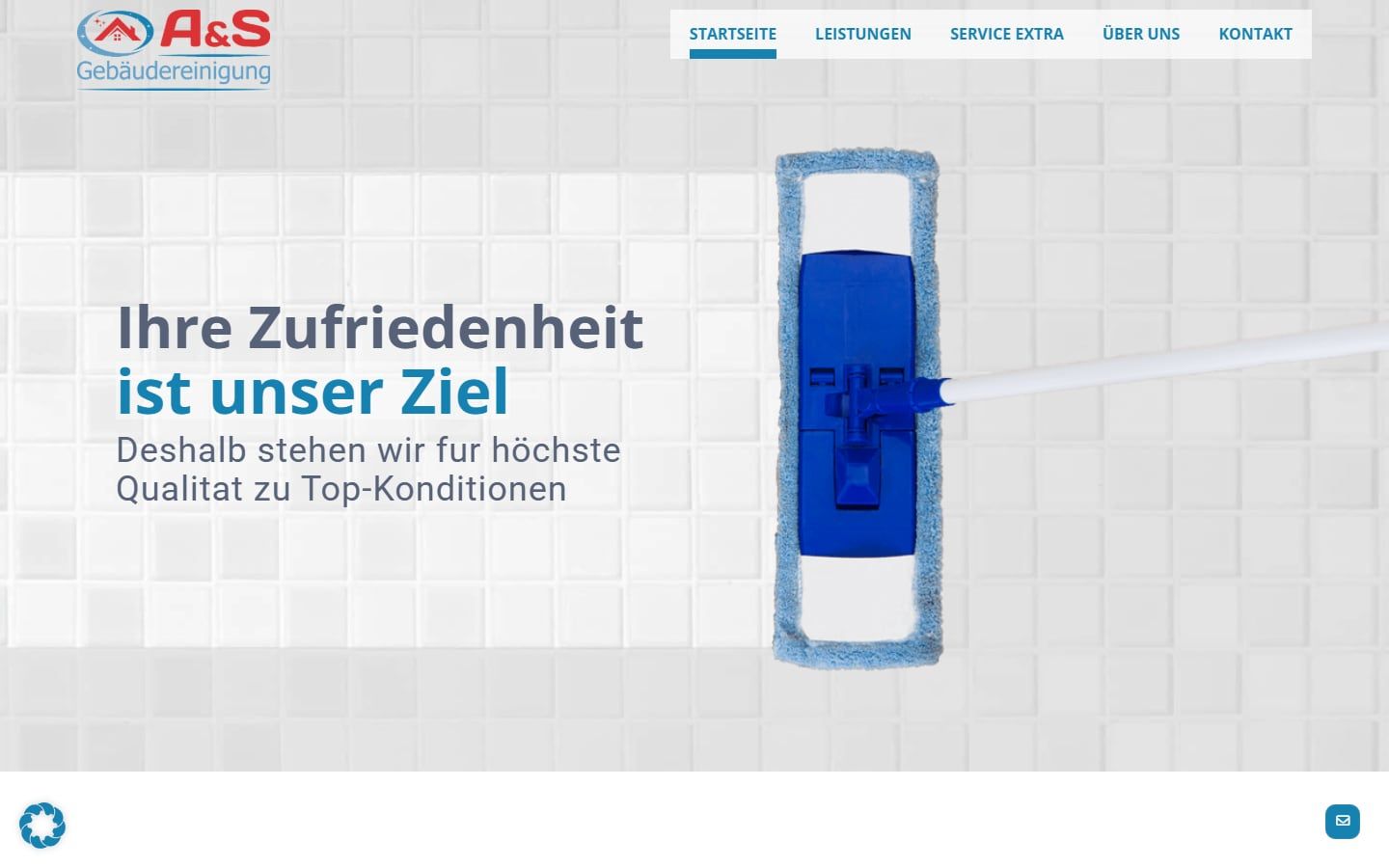 Screenshot der Startseite von A&S Gebäudereinigung