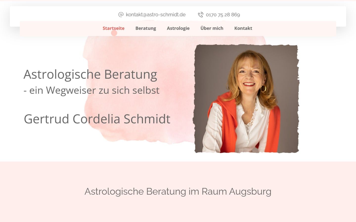 Screenshot der Startseite von Astrologische Beratung Gertrud Cordelia Schmidt