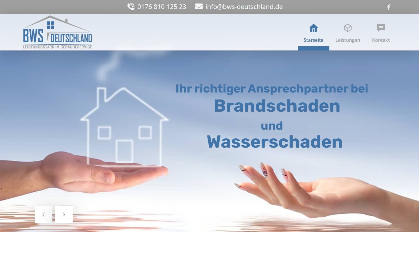 Screenshot der Startseite von BWS Deutschland