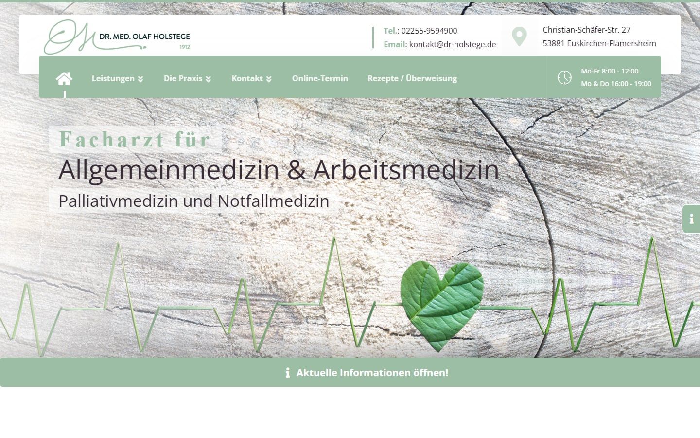 Screenshot der Startseite von Dr. med. Olaf Holstege