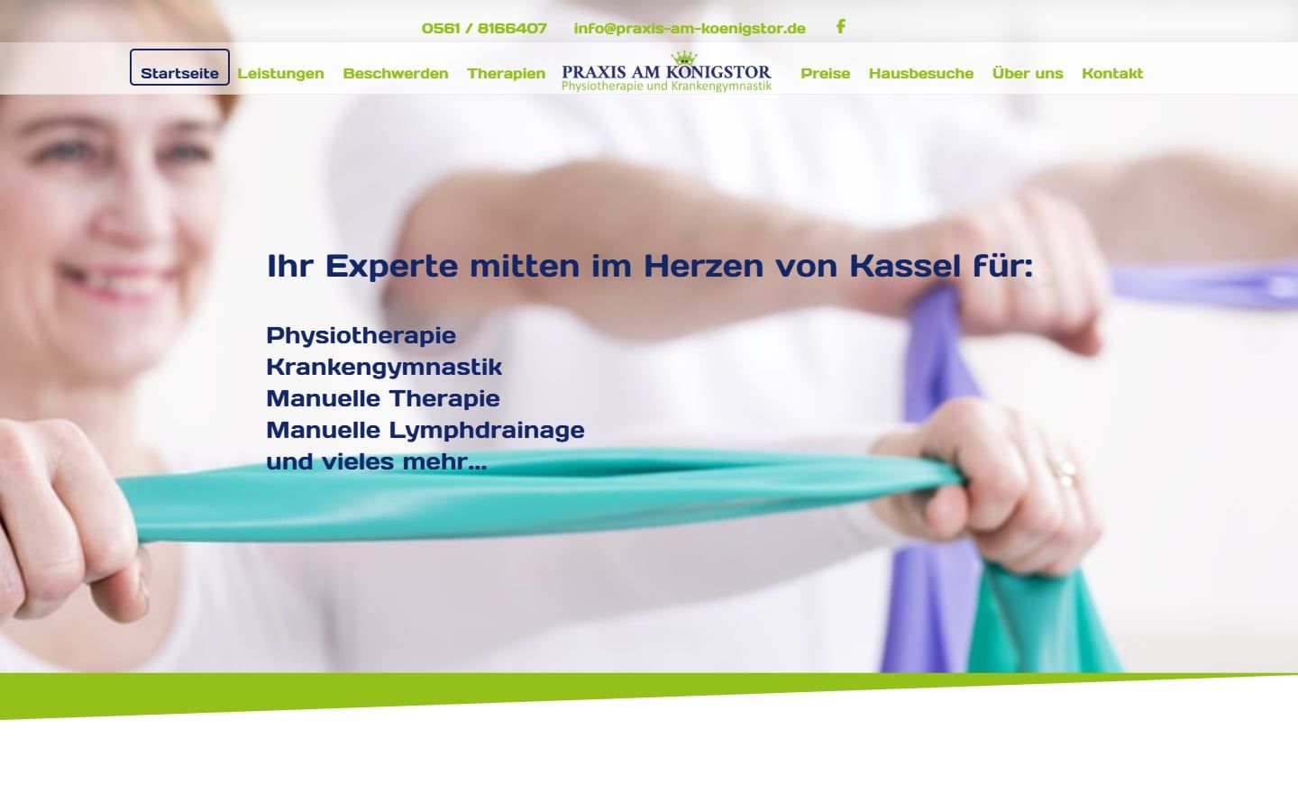 Screenshot der Startseite von Praxis am Königstor