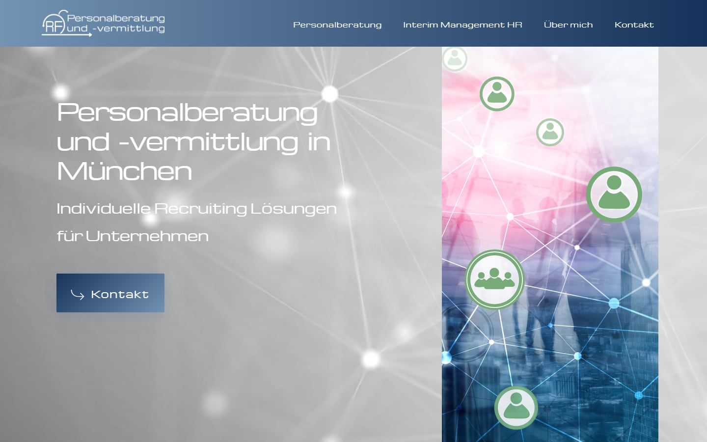 Screenshot der Startseite von RF Personalberatung
