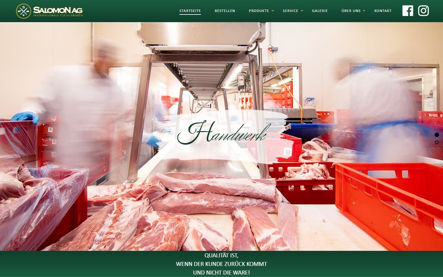 Screenshot der Startseite von SALOMON AG