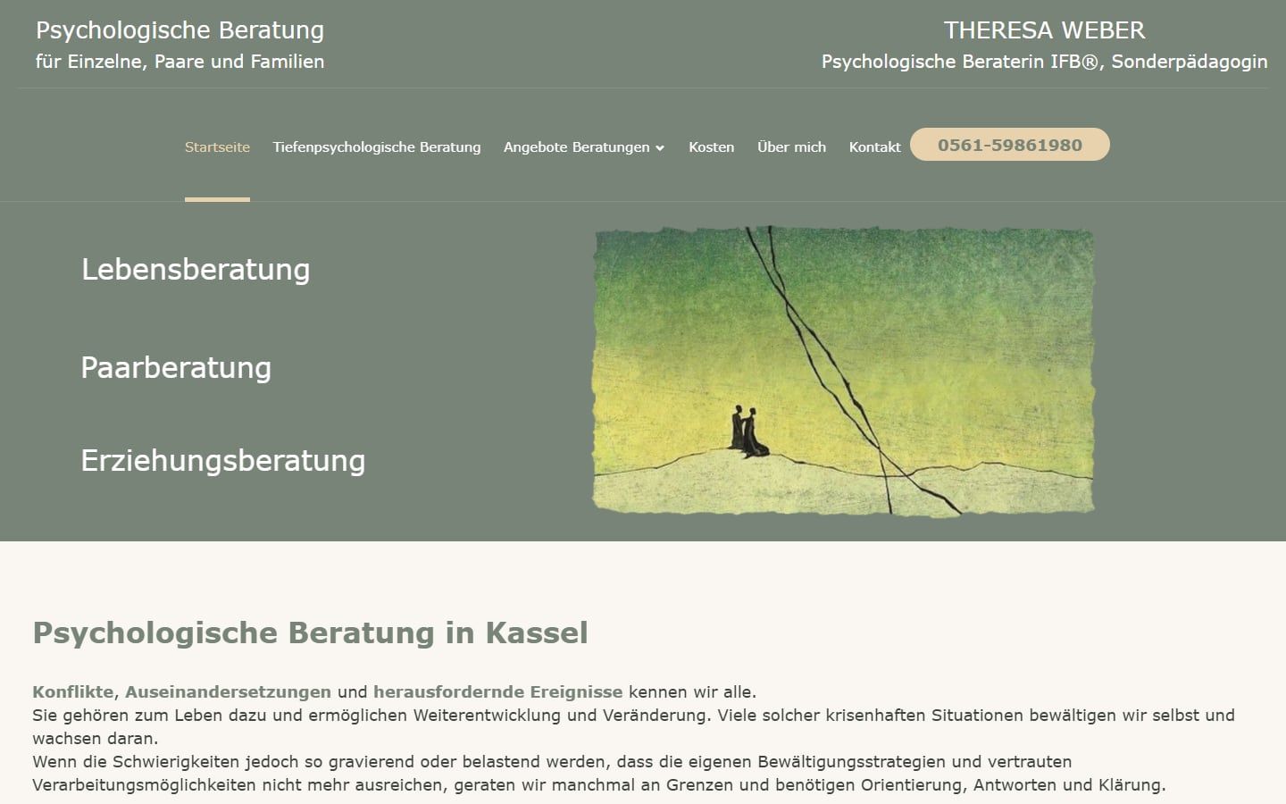 Screenshot der Startseite von Theresa Weber