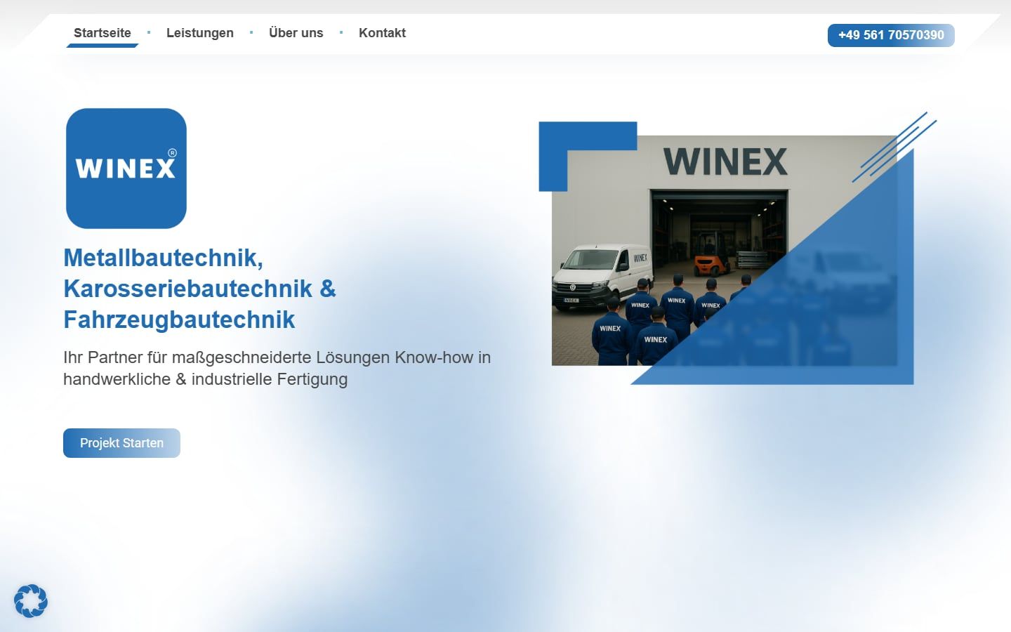 Screenshot der Startseite von WINEX