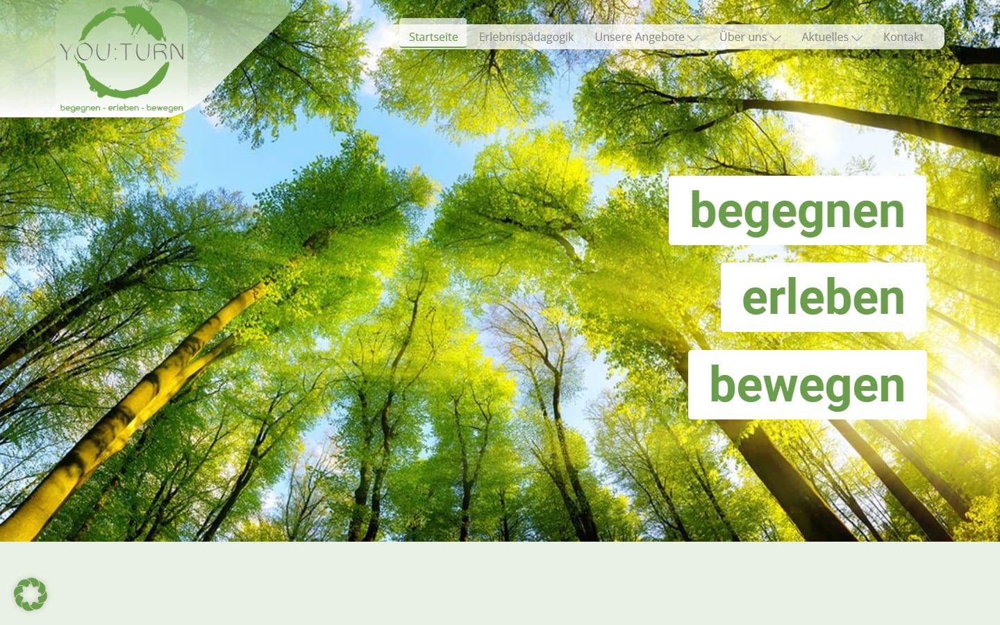 Screenshot der Startseite von you:turn Erlebnispädagogik
